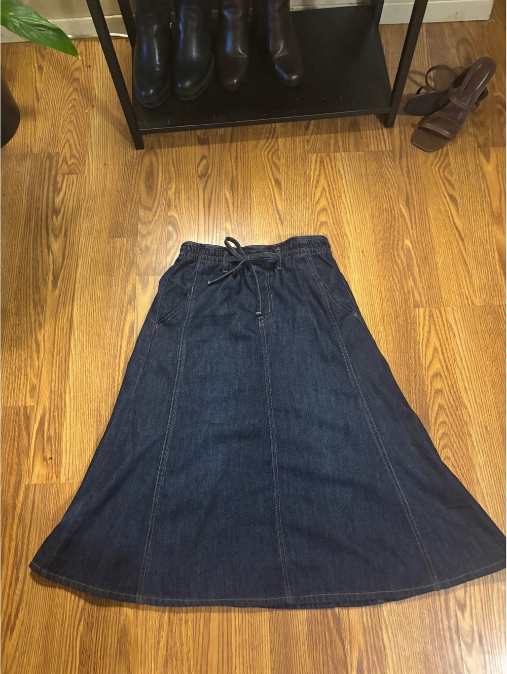 Fall Denim Maxi Skirt- Size XS